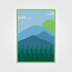 Fototapeta premium watercolor scenery or landscape outdoor mountain poster illustration vector graphic design