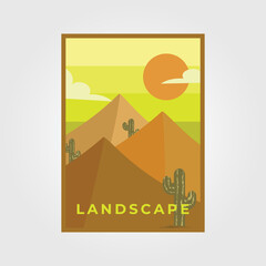 desert landscape wanderlust flat poster illustration template background graphic design