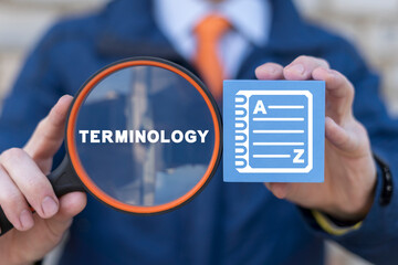Concept of terminology. Terms in finance, business and accounting. - obrazy, fototapety, plakaty
