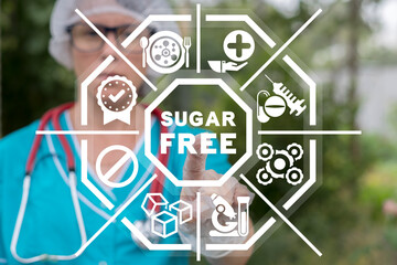 Sugar free medical concept. Diabetes disease. No sugar. Doctor advice to give up sugar.