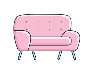 Pink sofa or couch isolated vector