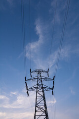 power lines on blue sky