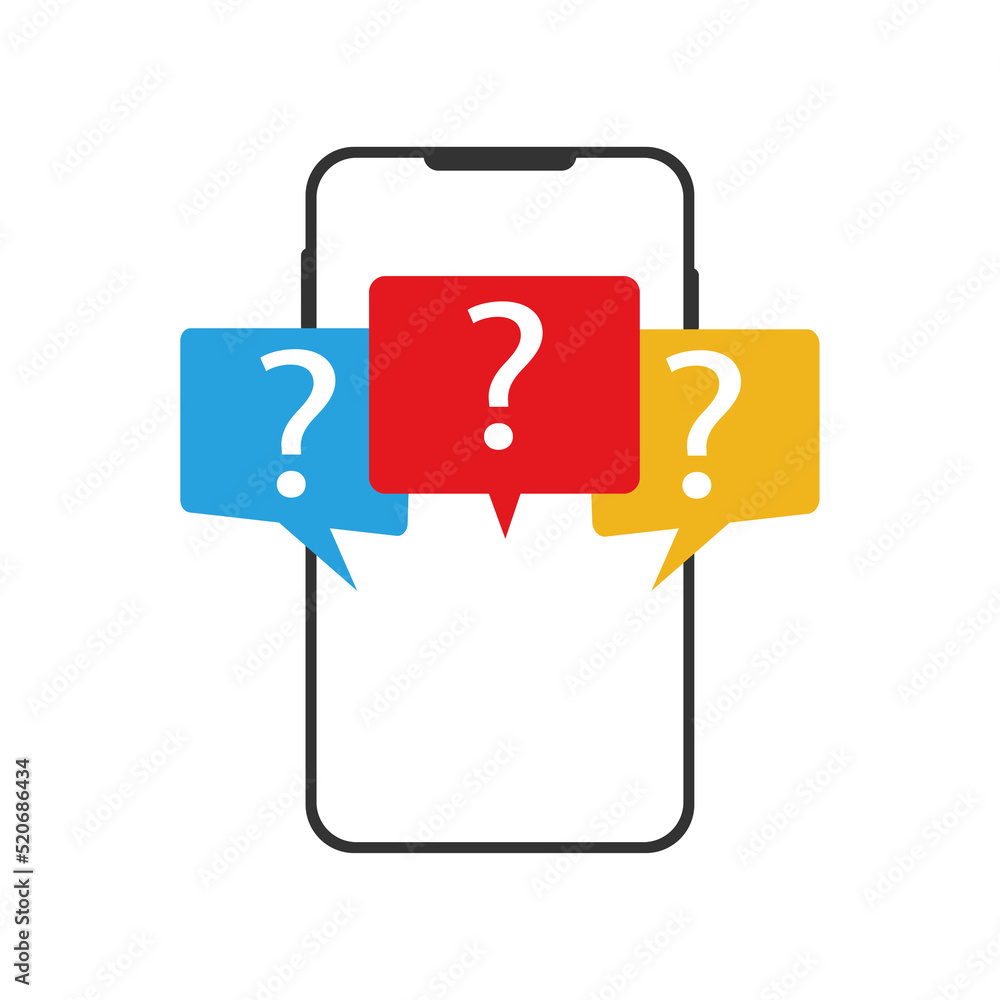Aufkleber a message window with a question mark on the phone. vector illustration