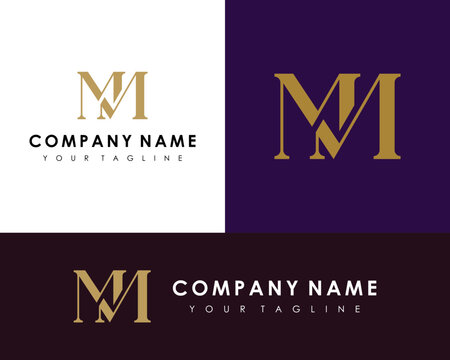 Mm monogram logo with abstract square around Vector Image