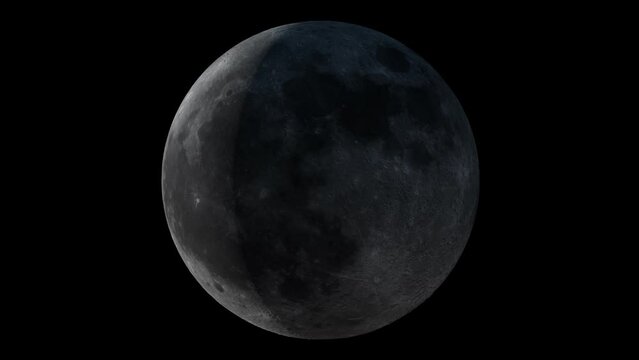 Full moon to new moon. Realistic lighting change timelapse.