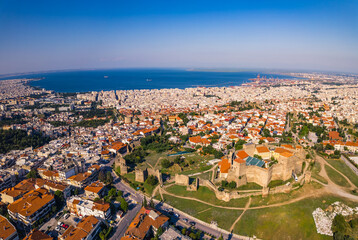 aerial view of fortress of seven towers (Heptapyrgion fortress), Thessaloniki, Greece. High quality photo