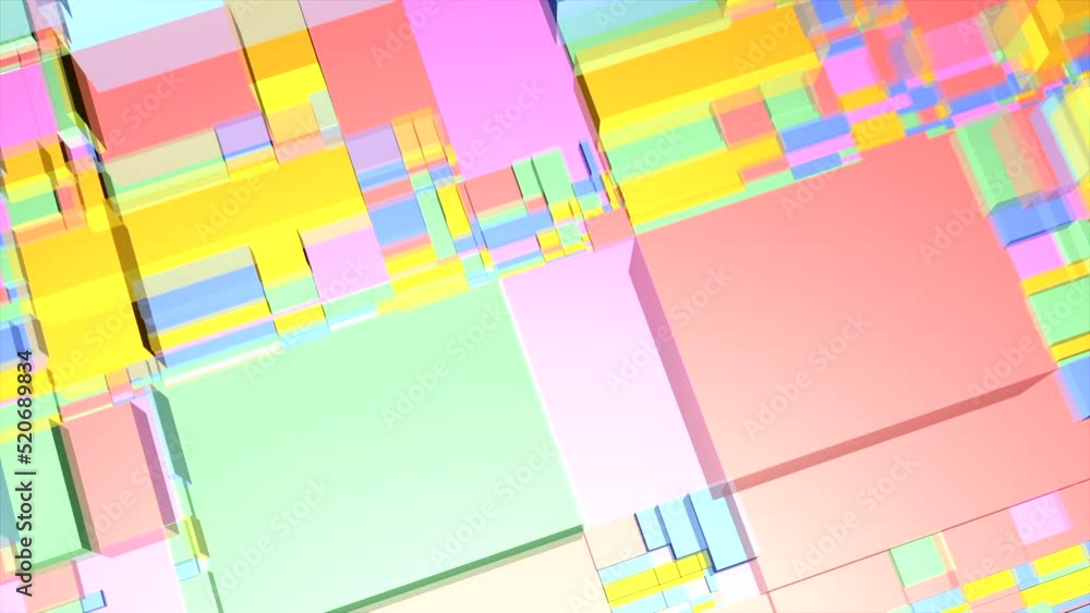 Poster colorful 3d cube background. motion. abstract colorful cubes of different sizes. cubic background wi