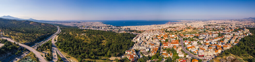 Fototapeta na wymiar amazing aerial panorama of the beautiful Greek city Thessaloniki. High quality photo