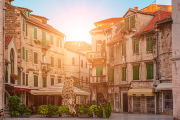 Fototapeta na wymiar Fruit square in Split, Croatia