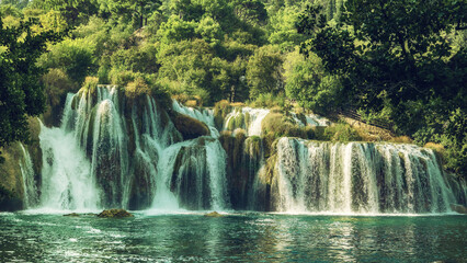 Waterfalls at Krka Park in Croatia