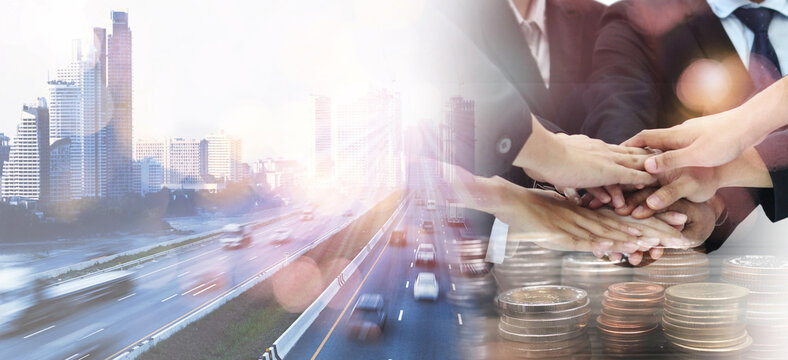 Businessman with world logistics  background or transportation Industry or shipping business - Powered by Adobe