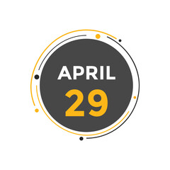 April 29 Calendar icon Design. Calendar Date 29th April. Calendar template 
