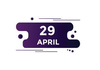 April 29 Calendar icon Design. Calendar Date 29th April. Calendar template 
