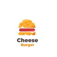 Simple illustration logo cheese shaped burger