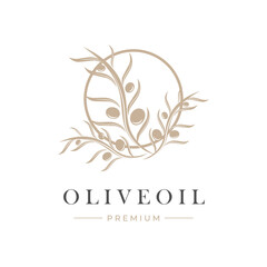 Obraz premium Simple elegant olive oil illustration logo