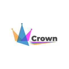 Abstract illustration logo of a crown with overlapping colors