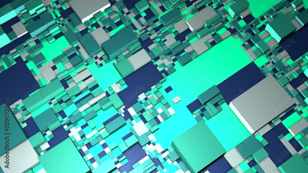 Poster background of abstract cubic shapes. motion. technological background of pixels and 3d cubes. approx