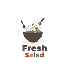 Bowl illustration logo with a bunch of fresh salad