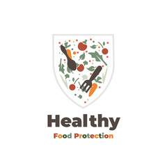 Healthy food protection shield illustration logo

