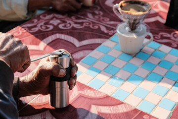 Obraz na płótnie Canvas Coffee drip with equipment tool morning hot aromadrink