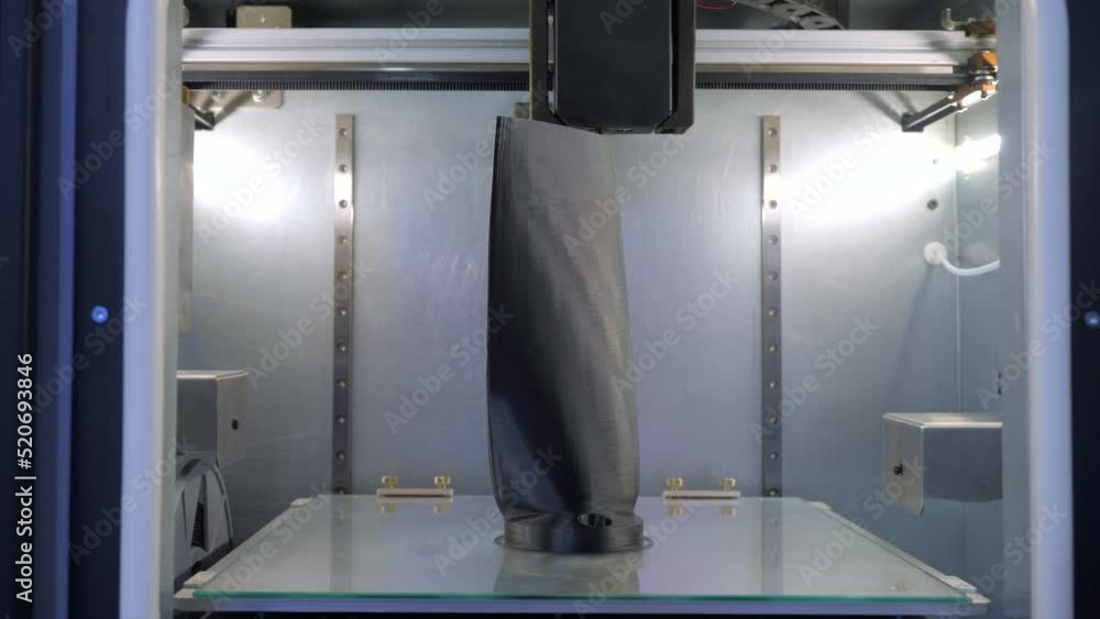 Poster 3d printer printing process. media. close up of 3d printing machine in motion at the factory worksho