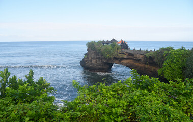 Batu Bolong temple at Tanah Lot temple area in Bali island of Indonesia