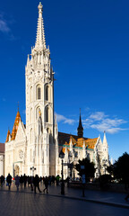 Lush Gothic architecture of Matthias Church on Buda hill, Hungary