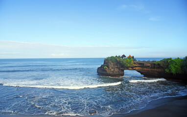 Batu Bolong temple at Tanah Lot temple area in Bali island of Indonesia