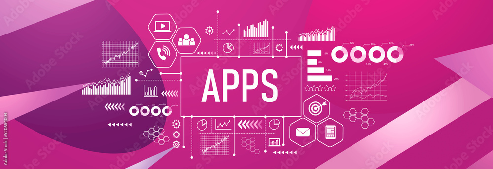 Poster apps theme on a geometric pattern background