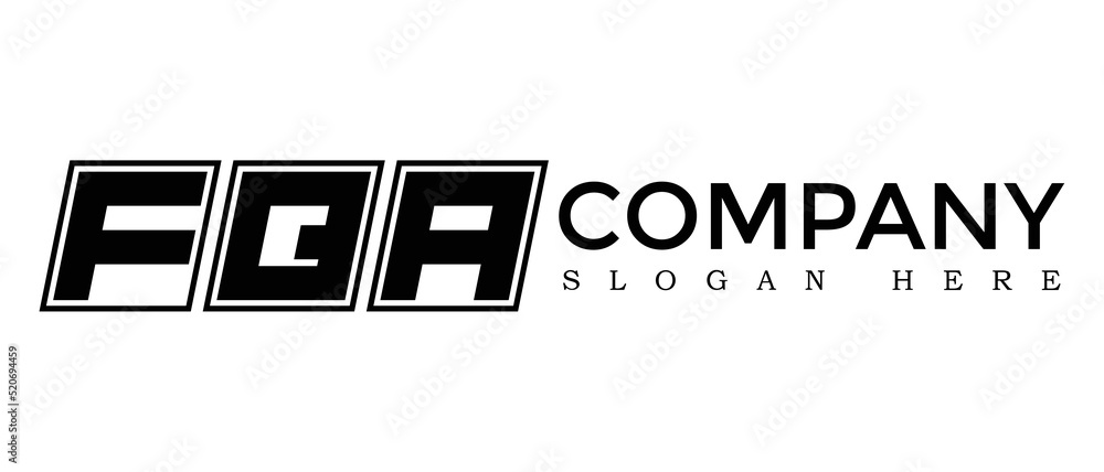 Poster fqa three letter rounded rectangle boxes shape element symbol digital initial technology media busin