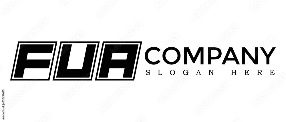 Poster fua three letter rounded rectangle boxes shape element symbol digital initial technology media busin