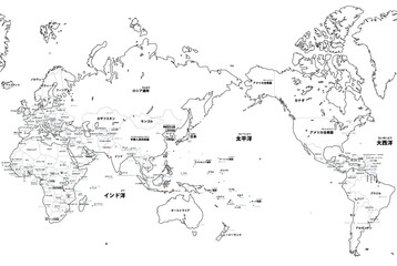 白地図　世界（国名・首都名）