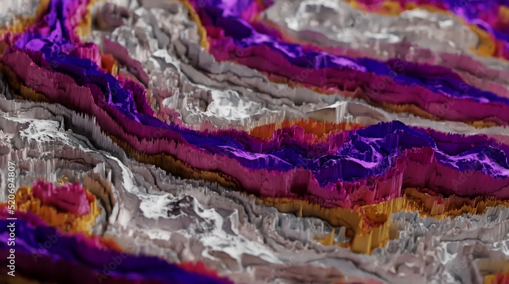 Poster abstract 3d render colorful background. slate tiles broken pixels. rainbow blurred texture. 3d rende
