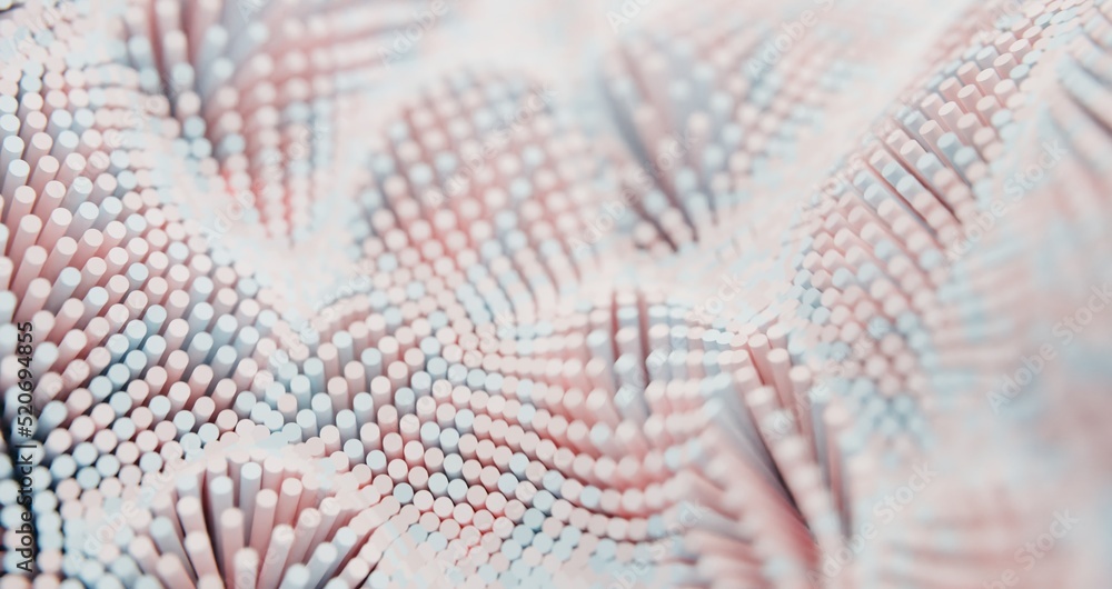 Poster trendy colorful 3d render hypnotic seamless loop of tubes flowing stripes in motion.multi-colored th