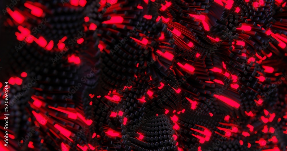 Poster abstract 3d render in motion background, neon glow on black interesting science,big data computer co