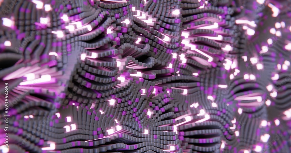 Poster abstract digital in moton flow 3d render of tentacles. futuristic point wave. technology background.