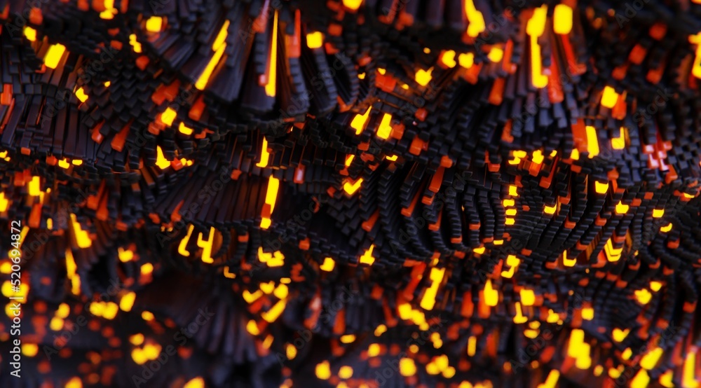 Poster abstract digital in moton flow 3d render of tentacles. futuristic point wave. technology background.