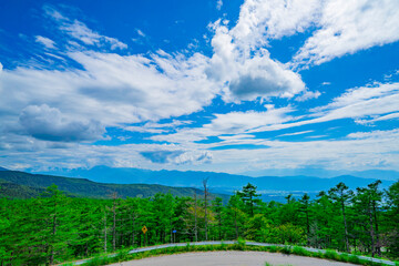 長野県茅野市　初夏の日向木場展望台からの景色