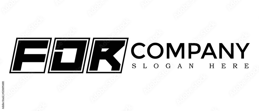 Fototapete fdr three letter rounded rectangle boxes shape element symbol digital initial technology media busin