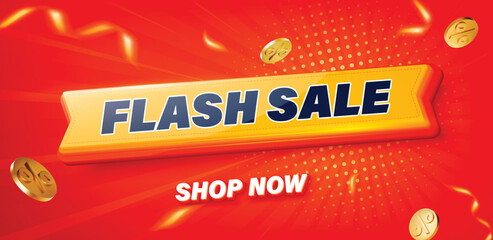 3D Flash sale banner template design for web or social media. - 520696018