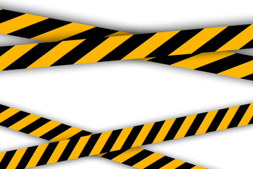 Warning tape. Black and yellow striped line. Vector illustration. Stock image. 