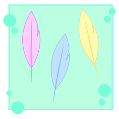 feathers pastel colors. Vector illustration. Stock image. 