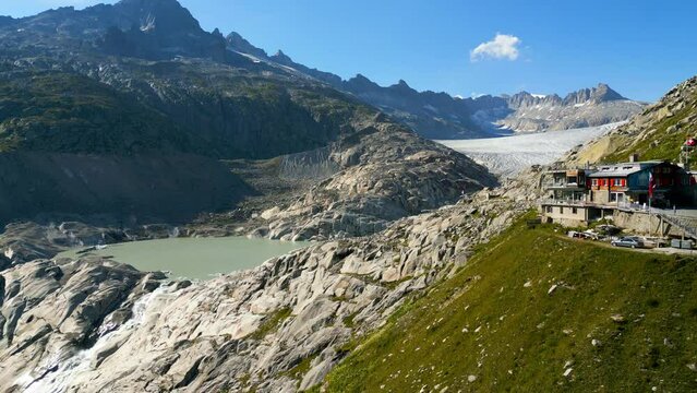 The Glacier on the top of Furka and Grimsel Pass in Switzerland - travel photography