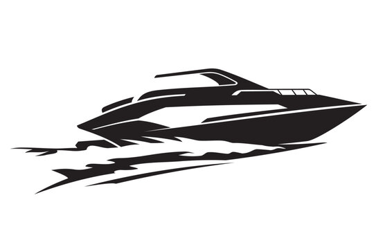 Vector Speed Boat, Hand Draw Vector. Stock Vector - Illustration