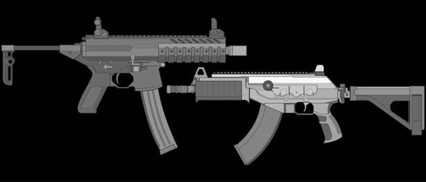 recommend clip art: Set of firearms vector style, Shooting gun, Weapon illustration, Vector Line, Gun illustration, Modern Gun, Military concept, Pistol for training
                    