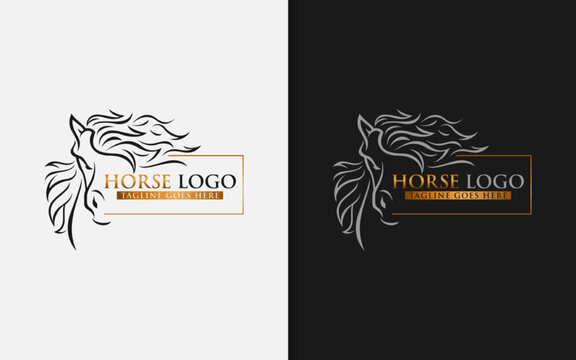 Abstract Luxurious Black Horse Logo Design. Usable For Business and Brand Company. Vector Logo Illustration.