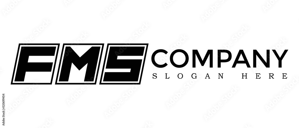 Poster fms three letter rounded rectangle boxes shape element symbol digital initial technology media busin
