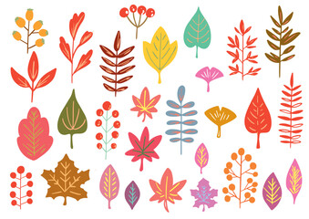 秋の紅葉　色々な葉　背景イラスト