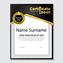 Modern certificate template in gradation and gold colors, luxury and modern style and award style vector image.