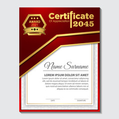 Modern certificate template in gradation and gold colors, luxury and modern style and award style vector image.